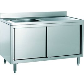 Spülschrank SSEL 1470 EM ECOLINE mit Abtropffläche rechts 1 Becken | 500 x 500 x 250 mm mit Grundboden mit Schiebetüren L 1400 mm B 700 mm Produktbild