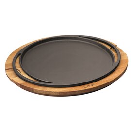 Pizza-Platte mit Holzbrett Gusseisen schwarz Ø 280 mm Produktbild
