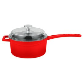 Stielkasserole 1 ltr mit Deckel rot  Ø 160 mm  | Stielgriff Produktbild