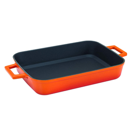 Grillpfanne • Gusseisen orange | 220 mm x 300 mm | 2 Griffe Produktbild