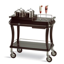 Servierwagen nussbaum|dunkel kühlbar  | 2 Borde  L 920 mm  B 520 mm  H 1200 mm mit 4 doppelwandige Behälter Produktbild