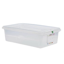 Frischhaltebox | Gefrierbox Gastronox mit Deckel GN 1/1 PP transparent 21 ltr | 530 mm x 325 mm H 150 mm mit Codierungsclips Produktbild