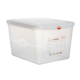 Frischhaltebox | Gefrierbox Gastronox mit Deckel GN 1/2 PP transparent 12,5 ltr x 265 mm H 200 mm mit Codierungsclips Produktbild