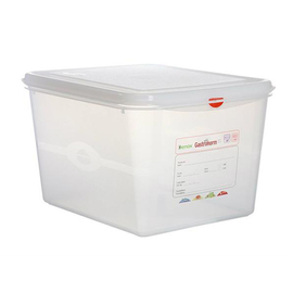 Frischhaltebox  Gefrierbox Gastronox mit Deckel GN 1/2 PP transparent 12,5  ltr x 265 mm H 200 mm mit Codierungsclips