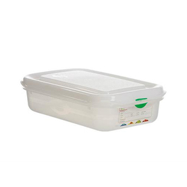 Frischhaltebox | Gefrierbox Gastronox mit Deckel GN 1/4 PP transparent 1,8 ltr | 365 mm x 162 mm H 65 mm mit Codierungsclips Produktbild