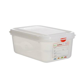 Frischhaltebox | Gefrierbox Gastronox mit Deckel GN 1/4 PP transparent | 365 mm x 162 mm H 100 mm mit Codierungsclips Produktbild