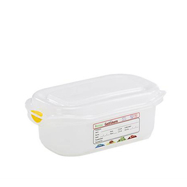 Frischhaltebox | Gefrierbox Gastronox mit Deckel GN 1/9 PP transparent 0,6 ltr | 176 mm x 108 mm H 65 mm mit Codierungsclips Produktbild