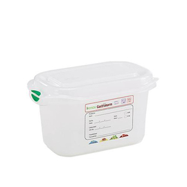 Frischhaltebox | Gefrierbox Gastronox mit Deckel GN 1/9 PP transparent 1 ltr | 176 mm x 108 mm H 100 mm mit Codierungsclips Produktbild