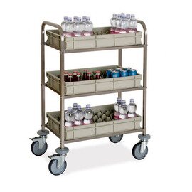 Minibar-Bestückungswagen grau 4 Lenkrollen 2 Bremsrollen 730 mm  x 470 mm  H 1020 mm Produktbild