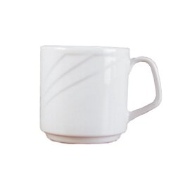Kaffeebecher ARCADIA mit Henkel 300 ml Porzellan weiß mit Relief  H 87 mm Produktbild