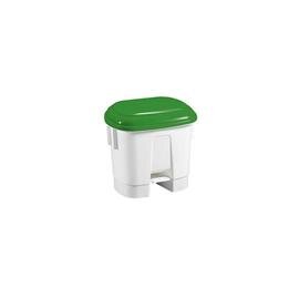 Pedal-Mülltonne 30 ltr Kunststoff weiß Deckelfarbe grün mit Fußpedal  L 510 mm  B 370 mm  H 470 mm Produktbild