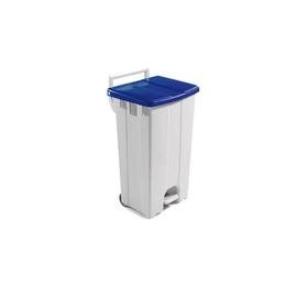 Pedal-Mülltonne 90 ltr Kunststoff weiß Deckelfarbe blau mit Fußpedal  L 510 mm  B 470 mm  H 930 mm Produktbild