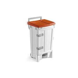 Pedal-Mülltonne 90 ltr Kunststoff weiß Deckelfarbe rot mit Fußpedal  L 530 mm  B 500 mm  H 930 mm mit Tür Produktbild