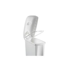 Müllbehälter schmal 23 ltr Kunststoff weiß mit Fußpedal  L 200 mm  B 420 mm  H 590 mm Produktbild