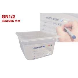 Gastronorm Behälter GN 1/2  x 100 mm Kunststoff transparent | Dauer-Etikett Produktbild