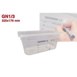 Gastronorm Behälter GN 1/3  x 65 mm Kunststoff transparent | Dauer-Etikett Produktbild