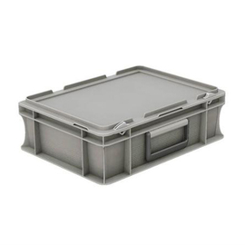 Transportbehälter | Kofferkiste mit Deckel Euronorm grau 10 ltr | 400 mm x 300 mm H 133 mm Produktbild