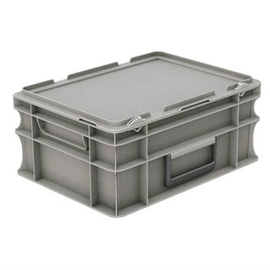 Transportbehälter | Kofferkiste mit Deckel Euronorm grau 15 ltr | 400 mm x 300 mm H 183 mm Produktbild
