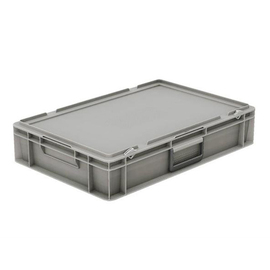 Transportbehälter | Kofferkiste mit Deckel Euronorm grau 20 ltr | 600 mm x 400 mm H 133 mm Produktbild