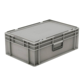 Transportbehälter | Kofferkiste mit Deckel Euronorm grau | 400 mm x 300 mm Produktbild