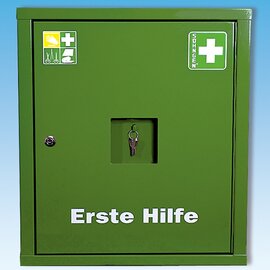 Verbandschrank EUROSAFE Feinblech grün  L 490 mm  B 200 mm  H 560 mm Produktbild