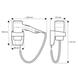 Haartrockner PREMIUM SUPER zur Wandbefestigung weiß 1200 Watt Produktbild 1 S