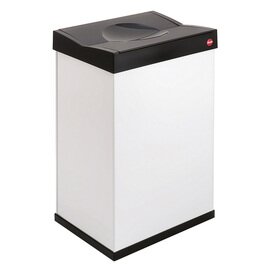 Abfallbehälter Big Box 50 ltr Stahlblech Kunststoff weiß | schwarz Schwingdeckel  L 340 mm  B 260 mm  H 500 mm Produktbild