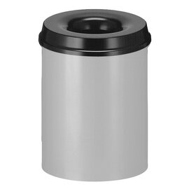 Papierkorb 15 ltr Aluminium schwarz Einwurföffnung feuerlöschend Ø 260 mm  H 360 mm Produktbild
