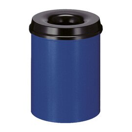 Papierkorb 15 ltr Metall schwarz blau Einwurföffnung feuerlöschend Ø 260 mm  H 360 mm Produktbild