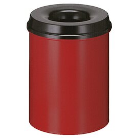 Papierkorb 15 ltr Metall rot schwarz Einwurföffnung feuerlöschend Ø 260 mm  H 360 mm Produktbild
