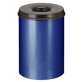 Papierkorb 30 ltr Metall schwarz blau Einwurföffnung feuerlöschend Ø 335 mm  H 470 mm Produktbild