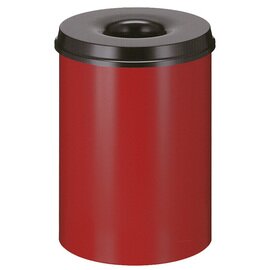 Papierkorb 30 ltr Metall rot | schwarz Einwurföffnung feuerlöschend Ø 335 mm  H 470 mm Produktbild