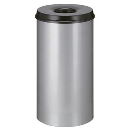 Papierkorb 50 ltr Aluminium schwarz Einwurföffnung feuerlöschend Ø 335 mm  H 630 mm Produktbild