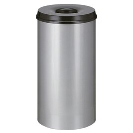 Papierkorb 50 ltr Metall grau | schwarz Einwurföffnung feuerlöschend Ø 335 mm  H 630 mm Produktbild