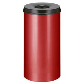 Papierkorb 50 ltr Metall rot | schwarz Einwurföffnung feuerlöschend Ø 335 mm  H 630 mm Produktbild