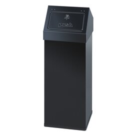 Abfallbehälter CARRO-PUSH 110 ltr Aluminium schwarz Pushdeckel  L 390 mm  B 390 mm  H 1000 mm Produktbild
