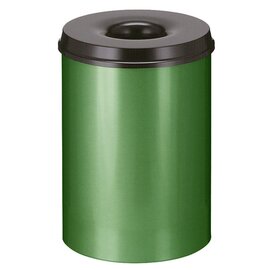 Papierkorb 30 ltr Metall schwarz grün Einwurföffnung feuerlöschend Ø 335 mm  H 470 mm Produktbild