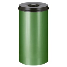 Papierkorb 50 ltr Metall schwarz grün Einwurföffnung feuerlöschend Ø 335 mm  H 630 mm Produktbild