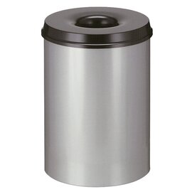 Papierkorb 30 ltr Metall grau | schwarz Einwurföffnung feuerlöschend Ø 335 mm  H 470 mm Produktbild