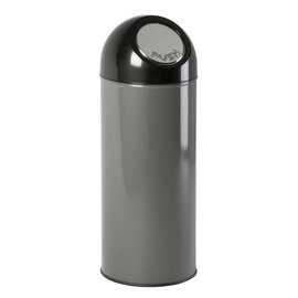 Abfallbehälter 55 ltr Metall metallic | schwarz Pushdeckel Ø 305 mm  H 820 mm Produktbild