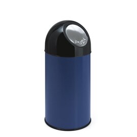Abfallbehälter 40 ltr Metall blau | schwarz Pushdeckel Ø 315 mm  H 670 mm Produktbild