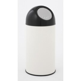 Abfallbehälter 40 ltr Metall weiß | schwarz Pushdeckel Ø 315 mm  H 670 mm Produktbild