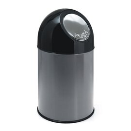 Abfallbehälter 30 ltr Metall metallic | schwarz Pushdeckel Ø 305 mm  H 540 mm Produktbild