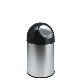 Abfallbehälter 30 ltr Edelstahl edelstahl | schwarz Pushdeckel Ø 305 mm  H 540 mm Produktbild