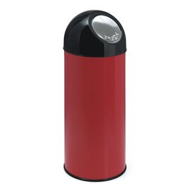 Abfallbehälter 55 ltr Metall rot | schwarz Pushdeckel Ø 305 mm  H 820 mm Produktbild