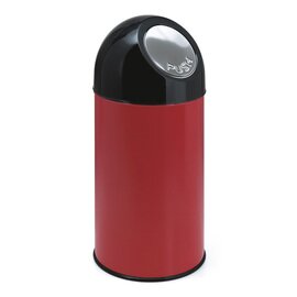 Abfallbehälter 40 ltr Metall rot | schwarz Pushdeckel Ø 315 mm  H 670 mm Produktbild