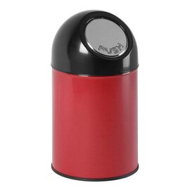 Abfallbehälter 30 ltr Metall rot | schwarz Pushdeckel Ø 305 mm  H 540 mm Produktbild
