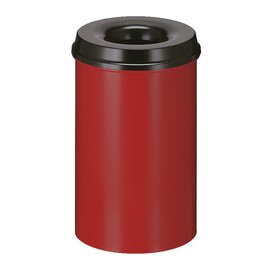 Papierkorb 20 ltr Metall rot | schwarz rot Einwurföffnung feuerlöschend Ø 260 mm  H 420 mm Produktbild