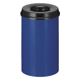 Papierkorb 20 ltr Metall schwarz blau Einwurföffnung feuerlöschend Ø 260 mm  H 420 mm Produktbild