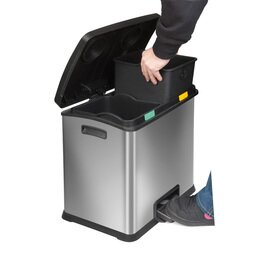 Tritt-Mülleimer REJOICE RECYCLING BIN 2x12, EKO Edelstahl 24 ltr gedämpft matt Produktbild